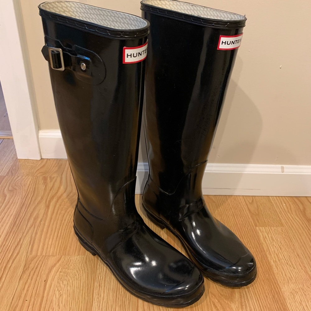 Tall Hunter Rain Boots Gloss Black